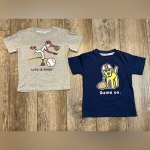 Life Is Good T-shirts- Set of 2- Baseball & Football - Size 5